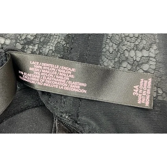 Victorias Secret Black Lacy Rhinestone Embellished Bustier Lingerie Size 34A - Picture 5 of 6